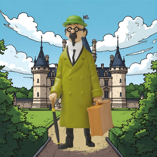 Tim & Struppi Figur – Professor Bienlein mit Koffer & Schirm | Moulinsart 2011 | OVP PVC